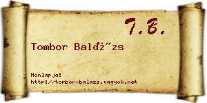 Tombor Balázs névjegykártya